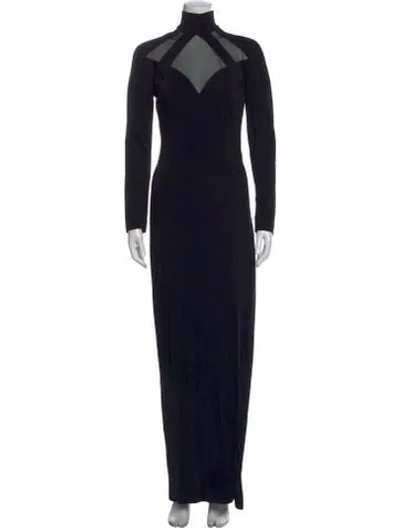 Pre-owned Tadashi Turtleneck Long Dress In Black