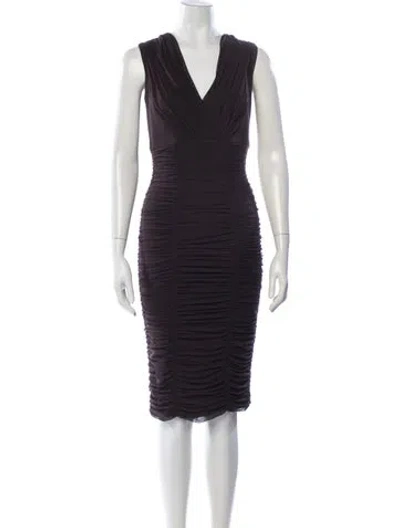 Pre-owned Tadashi V-neck Knee-length Dress W/ Tags In Brown