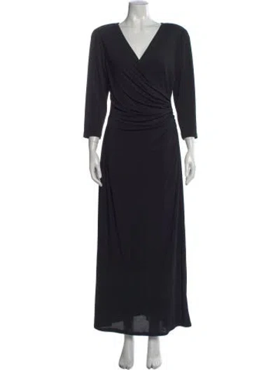 Pre-owned Tadashi V-neck Long Dress In Black