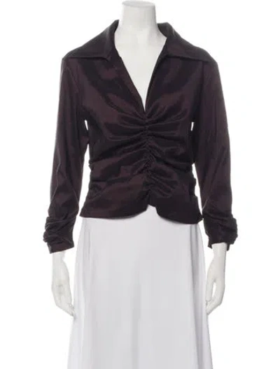 Pre-owned Tadashi V-neck Long Sleeve Top In Multicolor