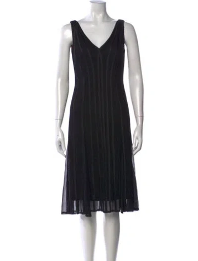 Pre-owned Tadashi V-neck Midi Length Dress In Black