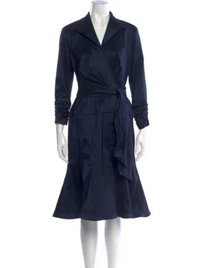 Pre-owned Tadashi V-neck Midi Length Dress In Blue