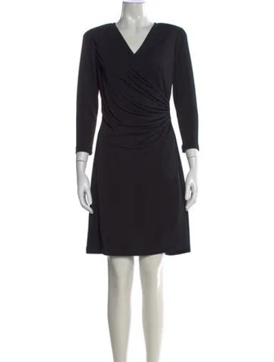 Pre-owned Tadashi V-neck Mini Dress In Black