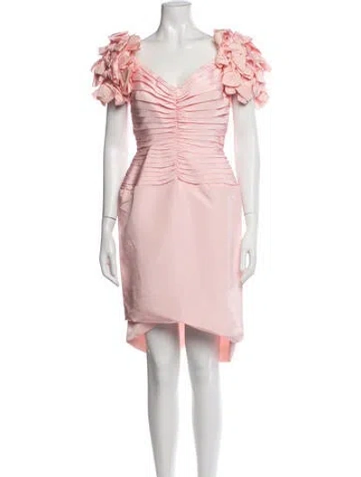 Pre-owned Tadashi V-neck Mini Dress In Pink