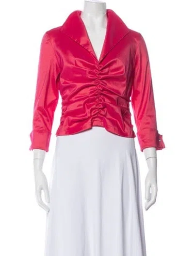 Pre-owned Tadashi V-neck Three-quarter Sleeve Blouse In Pink