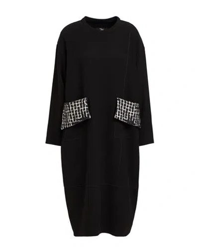 Tadashi Woman Midi Dress Black Size L Polyester, Viscose, Elastane, Cotton, Recycled Acrylic