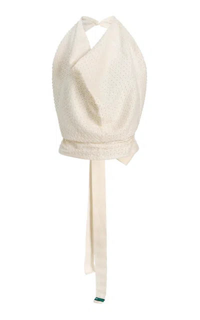 Tae Park Exclusive Embellished Silk Napkin Top In White