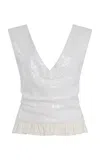 Tae Park Exclusive Petal Sequined Open-back Top In Ivory
