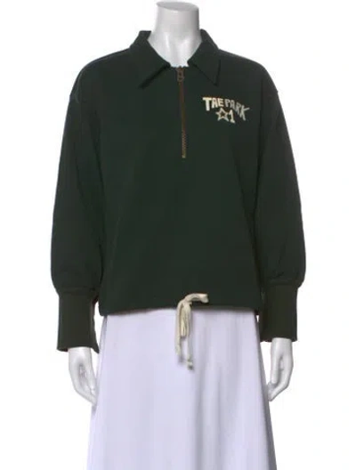 Pre-owned Tae Park Graphic Print Long Sleeve Sweatshirt In Green