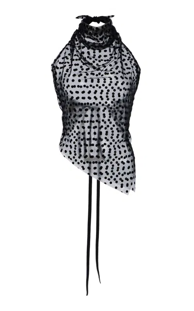Tae Park Kite Polka-dot Mesh Top In Black