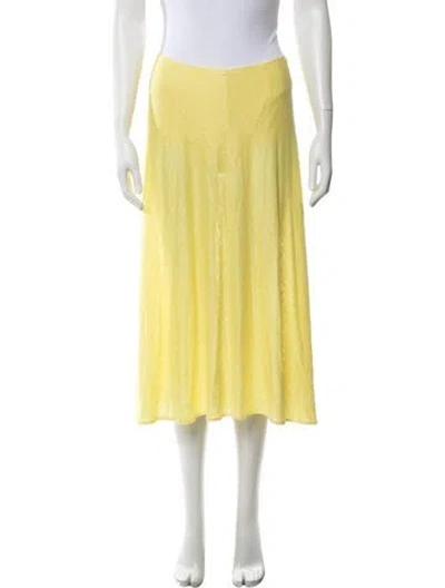 Pre-owned Tae Park Linen Midi Length Skirt In Yellow