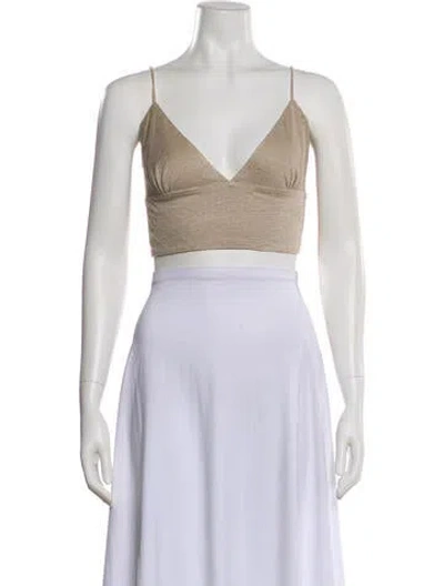 Pre-owned Tae Park Linen V-neck Crop Top In Multi