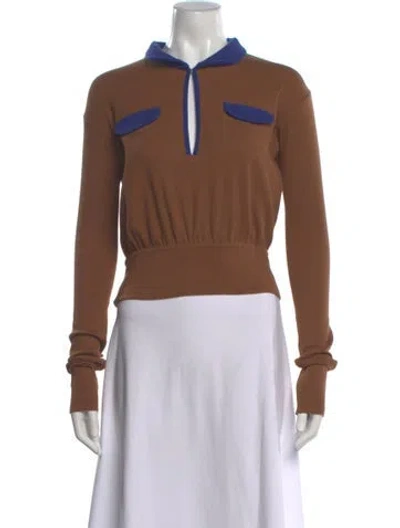 Pre-owned Tae Park Long Sleeve Polo In Brown