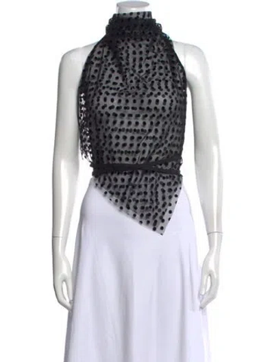 Pre-owned Tae Park Polka Dot Print Halterneck Top In Black