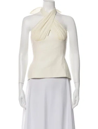 Pre-owned Tae Park Silk Halterneck Crop Top In Neutrals