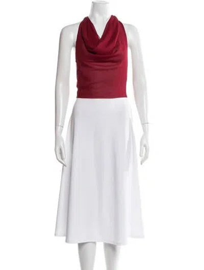 Pre-owned Tae Park Silk Halterneck Crop Top In Red