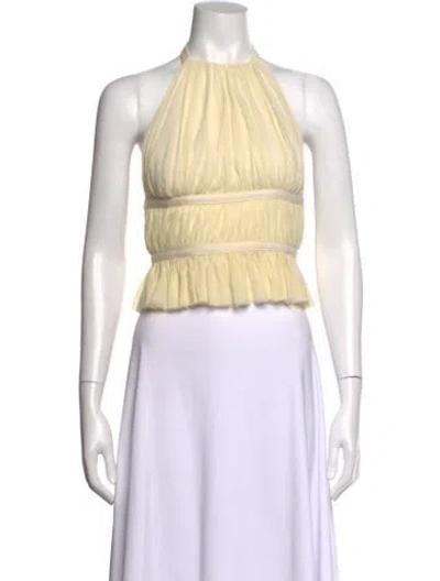 Pre-owned Tae Park Silk Halterneck Crop Top In Yellow