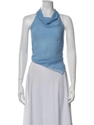 Pre-owned Tae Park Silk Halterneck Top In Blue