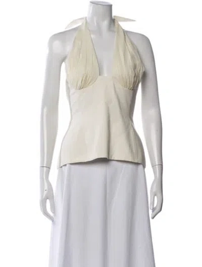 Pre-owned Tae Park Silk Halterneck Top In Neutrals