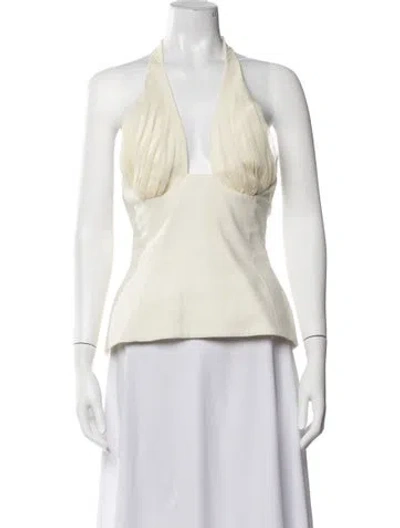 Pre-owned Tae Park Silk Halterneck Top In Neutrals