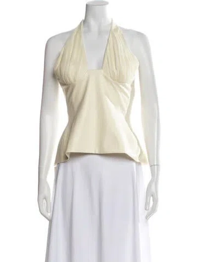 Pre-owned Tae Park Silk Halterneck Top In Yellow