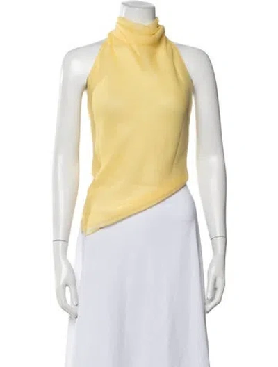 Pre-owned Tae Park Silk Halterneck Top In Yellow