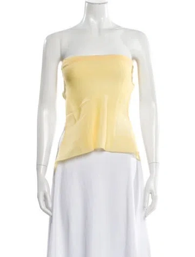 Pre-owned Tae Park Silk Strapless Top In Yellow