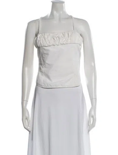 Pre-owned Tae Park Square Neckline Sleeveless Crop Top In White