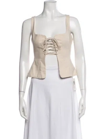 Pre-owned Tae Park Square Neckline Sleeveless Top In Neutral