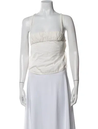 Pre-owned Tae Park Square Neckline Sleeveless Top In White