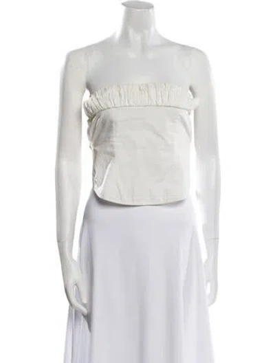 Pre-owned Tae Park Strapless Crop Top In White