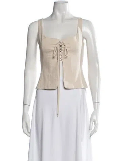 Pre-owned Tae Park V-neck Sleeveless Crop Top In Neutrals