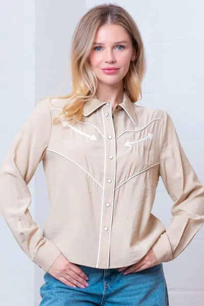 Taelynn Long Sleeve Button-down Blouse In Western Vintage In Multi
