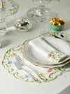 Taf Firenze Rose Hand-embroidered Linen Placemats And Napkins (set Of 6)  Abask Gift Set