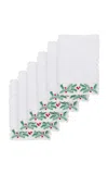 Taf Firenze Set-of-six Holly Hand-embroidered Linen Cocktail Napkins In Multi