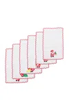 Taf Firenze Set-of-six Santa Hand-embroidered Linen Cocktail Napkins In Multi