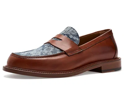 Taft Jack Penny Loafers Men's Dress Flat Shoes Washed Denim Floral: 12 M In Mahogany