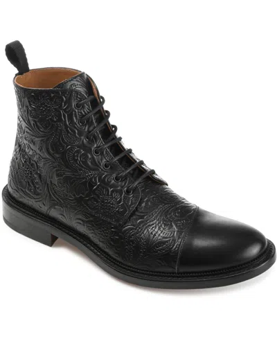 Taft Men's Paris Floral Embossed Leather Dress Boots In Black Floral