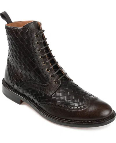 TAFT MEN'S SAINT HANDWOVEN LEATHER WINGTIP DRESS BOOTS