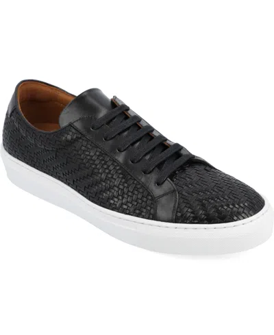 Taft Men's Woven Handcrafted Leather Low Top Lace-up Sneaker In Black Wove