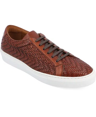 Taft Men's Woven Handcrafted Leather Low Top Lace-up Sneaker In Brown Wove