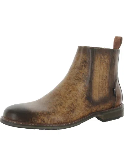 Taft Model 010 Mens Leather Almond Toe Chelsea Boots In Brown