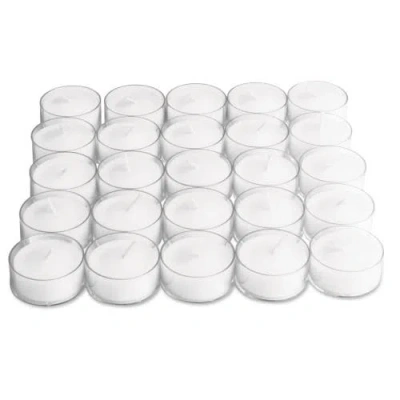 Tag 25 Clear Cup Tealight Candles Everyday White Wax 3 Hour Burn