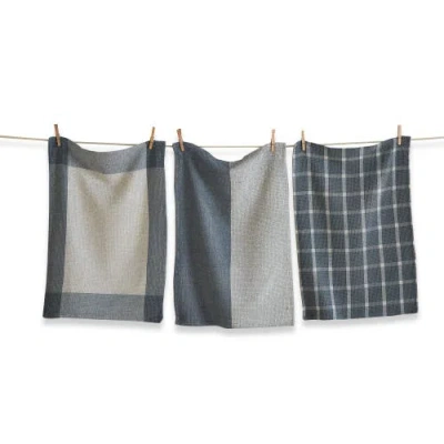 Tag 26"l X 18"w Mae Set Of 3 Slate  Cotton Waffle Weave Dishtowel Kitchen Towel Blue Machine Washasb In Multi