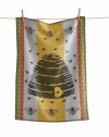 Tag 26l"x18w" Beehive Print Yellow Jacquard Cotton Dishtowel Kitchen Towel Yellow Machine Washasble In Multi