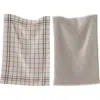 Tag 26l"x18w" Classic Black Cotton Set Of 2 Checked And Solid Terry Cloth Dishtowel Kitchen Towel Ma In Black