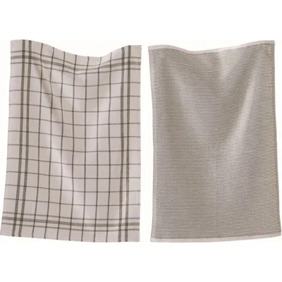 Tag 26l"x18w" Classic Black Cotton Set Of 2 Checked And Solid Terry Cloth Dishtowel Kitchen Towel Ma