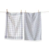 Tag 26l"x18w" Classic Blue Cotton Set Of 2 Checked And Solid Terry Cloth Dishtowel Kitchen Towel Mac In White