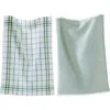 Tag 26l"x18w" Classic Foliage Cotton Set Of 2 Checked And Solid Terry Cloth Dishtowel Kitchen Towel  In Green