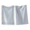 Tag 26l"x18w" Classic Grey Cotton Set Of 2 Checked And Solid Terry Cloth Dishtowel Kitchen Towel Mac In Gray